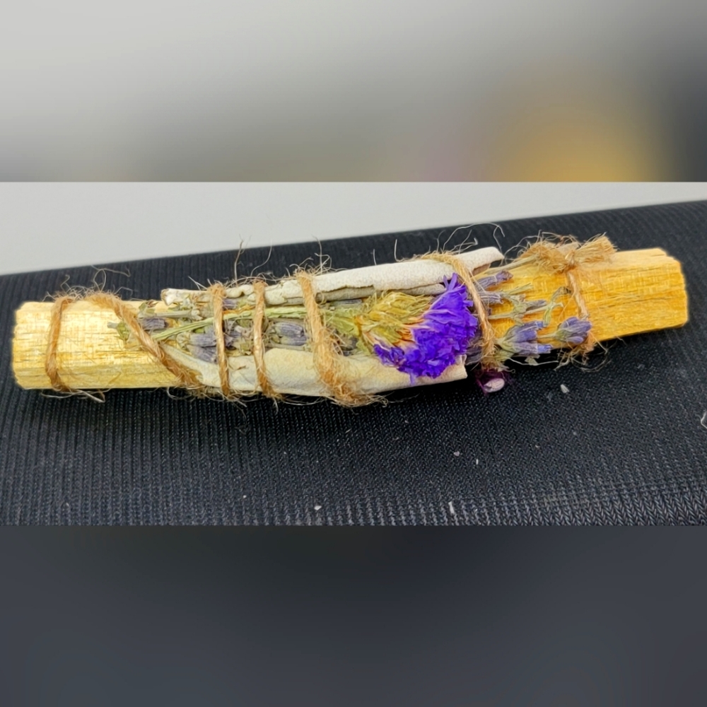Palo Santo and sage with cornflower smudge sticks for blessings and cleansing.